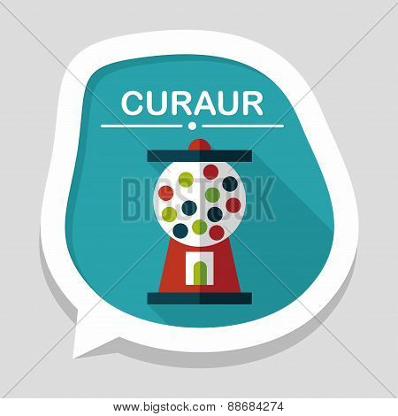 Gum Ball Machine Flat Icon With Long Shadow,eps10