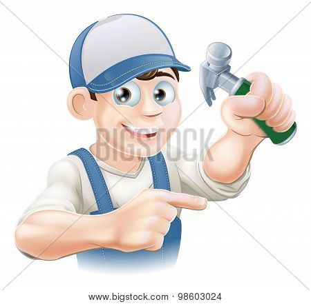 Cartoon Carpenter Pointing