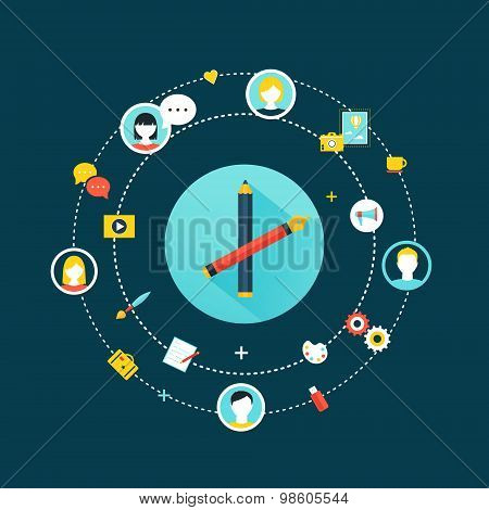 Crowdsourcing and Social Network Community Concept Illustration