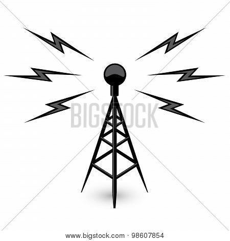 Antenna - broadcast tower icon with lightning