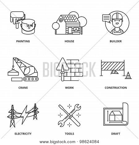 Construction Vector Icons Set Modern Line Style
