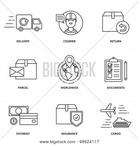 Logistics And Delivery Vector Icons Set Modern Line Style