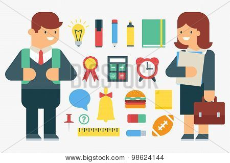 Set Of Education Elements For Infographic, Vector Illustration And Icons