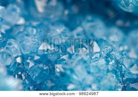 Blue Crystals Agate Sio2. Macro