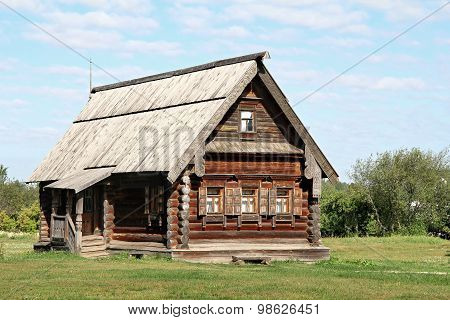 Old Russian national wooden house - izba