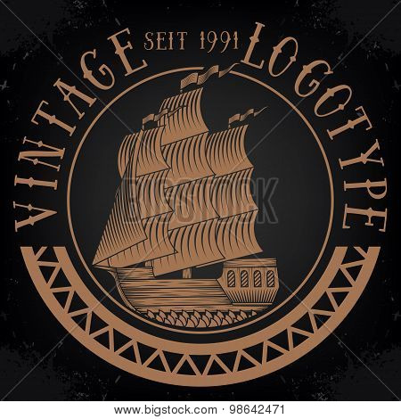 Vintage  ship logotype  illustration