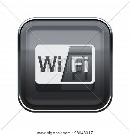 Wi-fi Icon Glossy Grey, Isolated On White Background