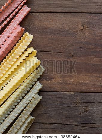 Tricolor Mafalde Pasta On The Wood