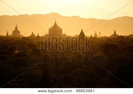Beautiful Landscape View With Ancient Temples At Bagan, Myanmar