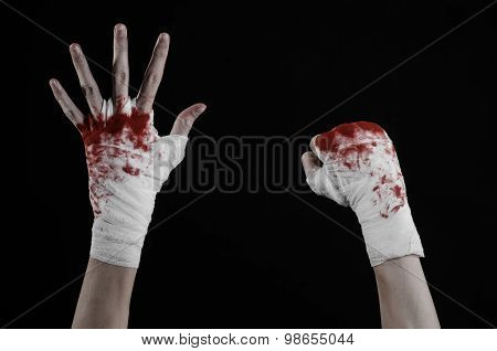 Shook His Bloody Hand In A Bandage, Bloody Bandage, Fight Club, Street Fight, Violence, Bloody Theme