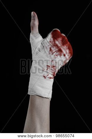 Shook His Bloody Hand In A Bandage, Bloody Bandage, Fight Club, Street Fight, Violence, Bloody Theme