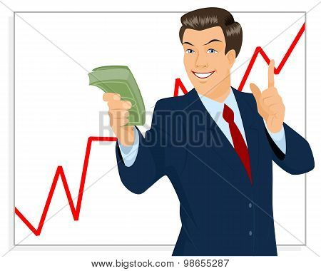 Trader Holding Bundle Of Money