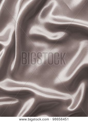 Smooth Elegant Brown Silk Or Satin As Background. In Sepia Toned. Retro Style