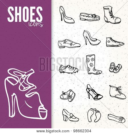 Different shoes icon set, vector illustration