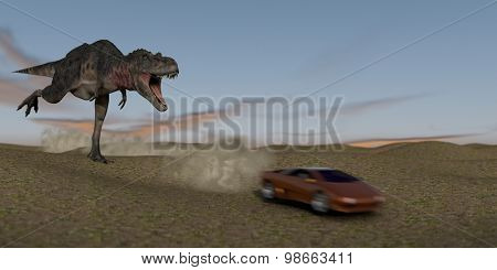 tarbosaurus chasing a sportcar