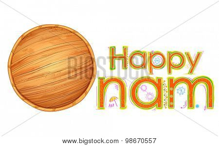 illustration of tradition palm leaf umbrella, Olakkuda in Happy Onam background