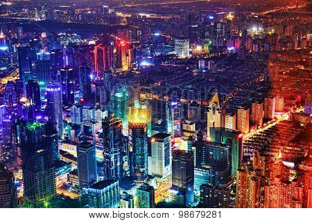 Shanghai, China - May 23, 2015:beautiful View Of  Shanghai -  Bund Or Waitan Waterfront At Night. Sh