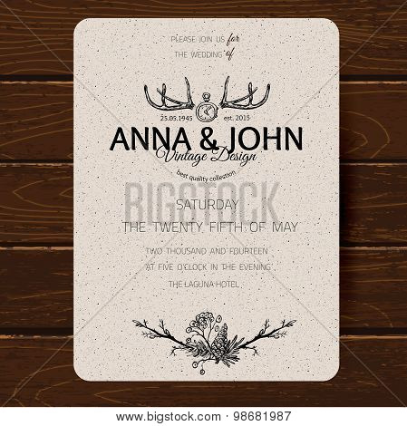 Wedding invitation card template.