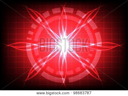Abstract  Circle On Red Light Ray Effect Technology