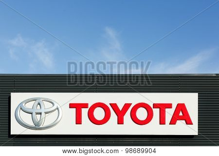 Toyota logo on a facade
