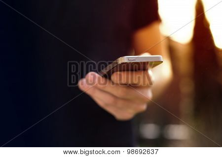 Man working on the smartphone