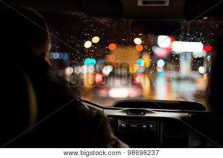 Driving in night scenery.