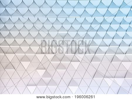 Abstract 3D illustration. modern aluminum facade of triangles