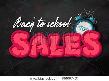 Back to school. Tipographic Banner. Bright flyer. Vector Illustration
