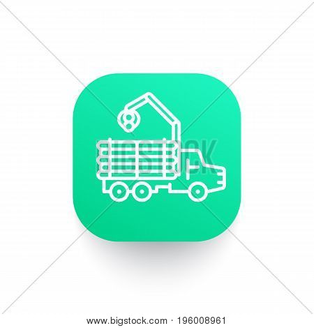 Forwarder line icon, logging truck, forestry vehicle, logger