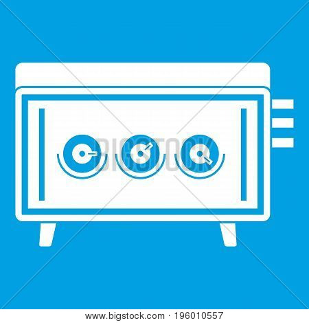 CD changer icon white isolated on blue background vector illustration