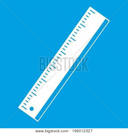 Yardstick icon white isolated on blue background vector illustration