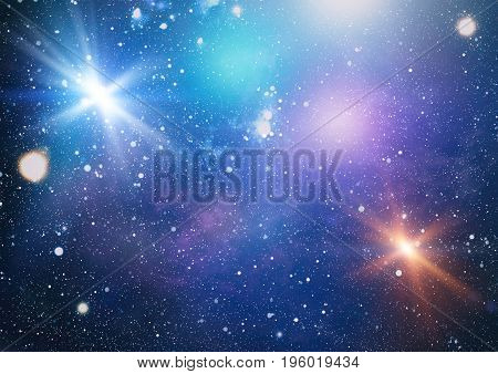Deep space background with stardust and shining star. Milky way cosmic background. Star dust and pixie dust glitter space backdrop. Space stars and planet conceptual image.