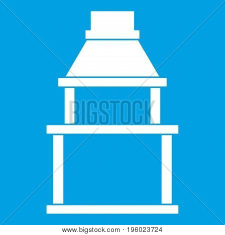 BBQ grill icon white isolated on blue background vector illustration