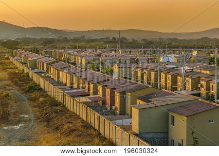 Sunset Scene Condominium Houses At Guayaquil, Ecuador