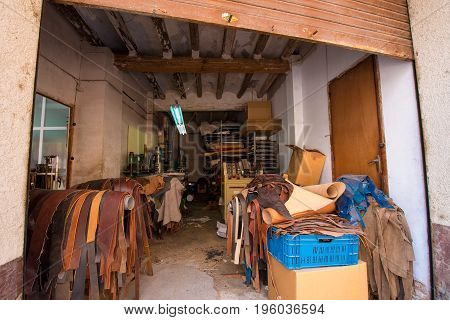 Leather Workshop In Mont-roig Del Camp, Tarragona, Catalunya, Spain.