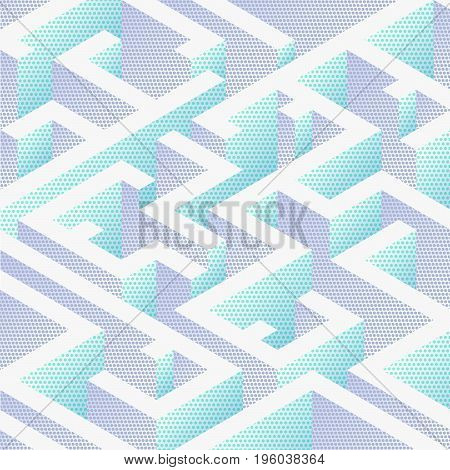 Abstract background in isometric style. A geometric maze. Texture of halfones.