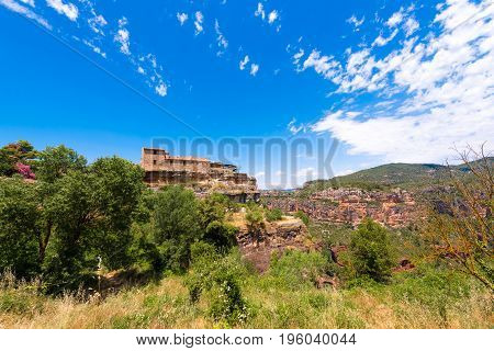 View Of The Village Siurana De Prades, Tarragona, Catalunya, Spain. Copy Space For Text.