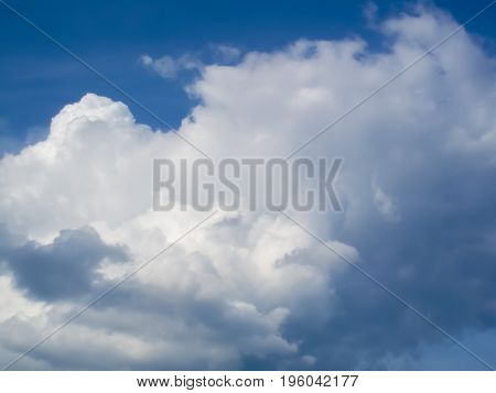 White puffy cumulus clouds in blue sky