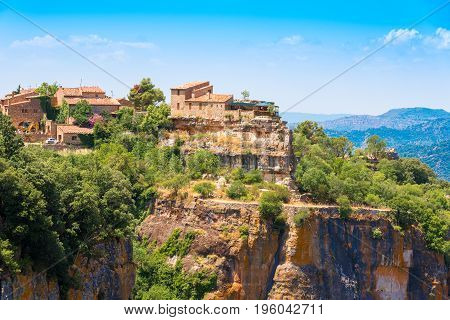 View Of The Village Siurana De Prades, Tarragona, Catalunya, Spain. Copy Space For Text.