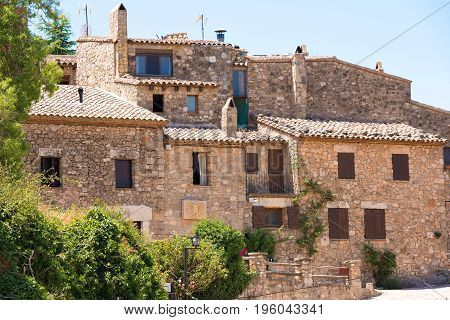 View Of The Buildings In The Village Siurana De Prades, Tarragona, Catalunya, Spain.