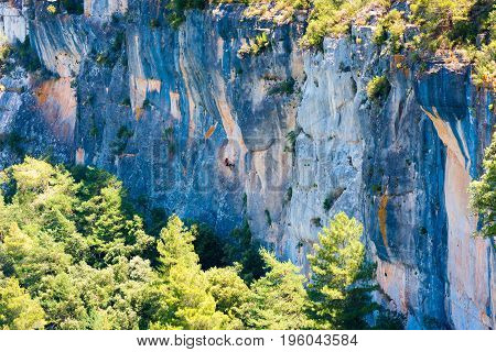 Extreme Sport Climbing In Siurana De Prades, Tarragona, Catalunya, Spain.