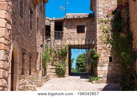 View Of The Buildings In The Village Siurana De Prades, Tarragona, Catalunya, Spain.