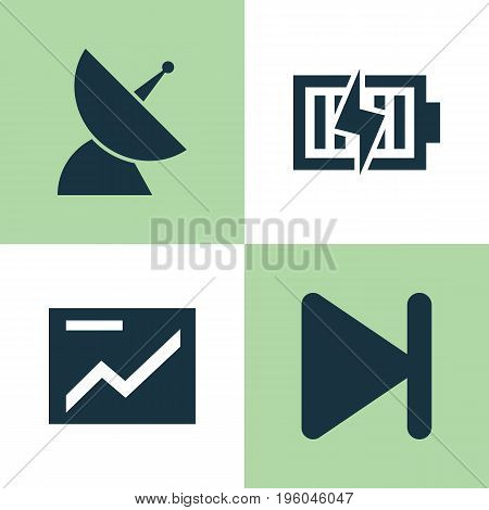 Music Icons Set. Collection Of Finish, Satellite, Energy And Other Elements