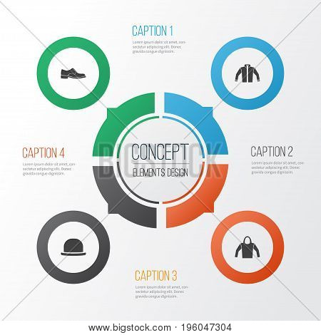 Dress Icons Set. Collection Of Elegance, Panama, Cardigan And Other Elements