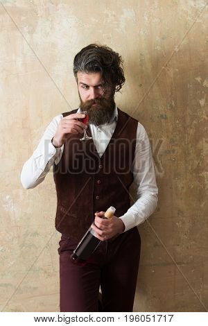 Man Drinking Wine From Glass
