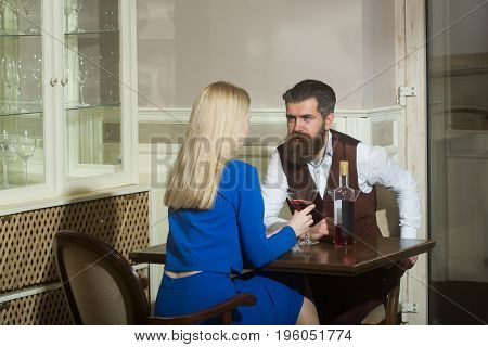 Couple In Love Dating In Restaurant