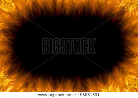 Abstract fire frame on black background copy space.