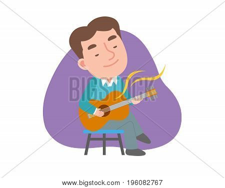 The man playing the guitar. vector illustration.