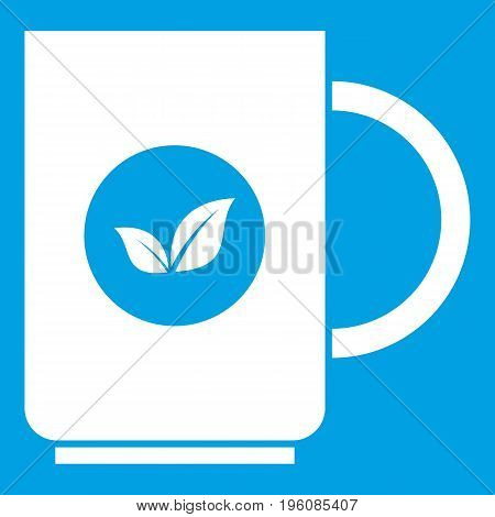 Cup of tea icon white isolated on blue background vector illustration