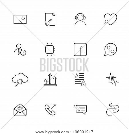 Set Of Ui Modern Flat Thin Icons. Icon Set With Editable Stroke.